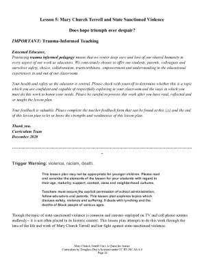 Lesson 5: Mary Church Terrell and State Sanctioned Violence