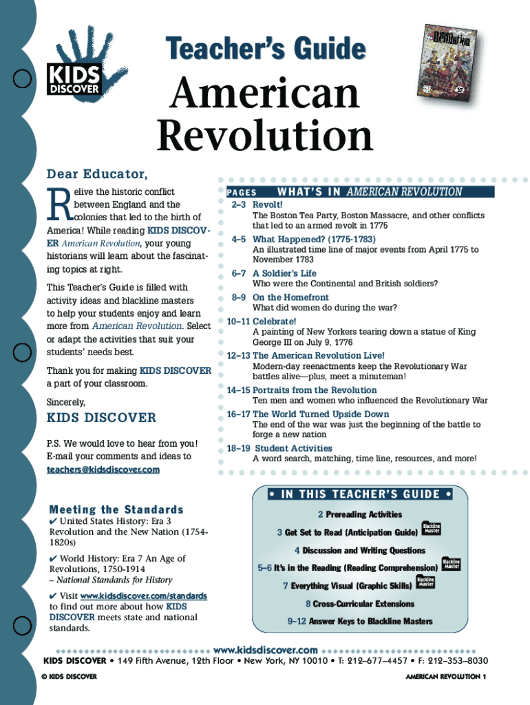 Fillable Online The Ultimate Guide to Teaching the American Revolution ...