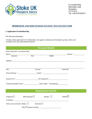 Membership and Savings Account Application Form