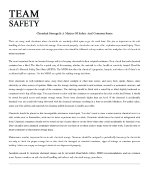 Fillable Online Chemical Storage Is A Matter Of Safety And Common Sense ...