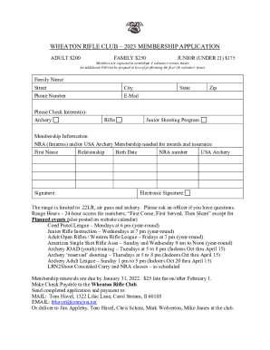 2023 MEMBERSHIP APPLICATION - Wheaton Rifle Club
