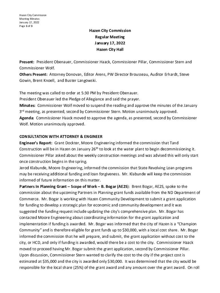 Fillable Online City of Hazen, ND YouTube Fax Email Print pdfFiller