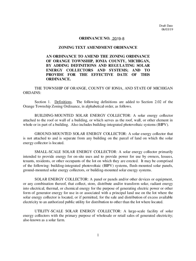 Fillable Online 1 ORDINANCE NO.ZONING TEXT AMENDMENT Fax Email