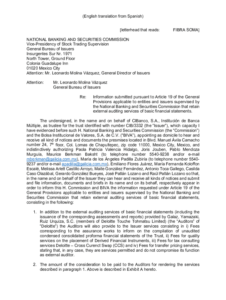 Fillable Online (English translation from Spanish) letterhead that