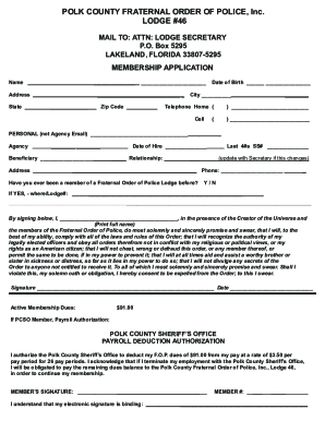 Fillable Online About Us - Polk County Fraternal Order Of Police Lodge ...