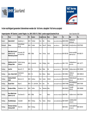 In den nachfolgend genannten Unternehmen werden die Vat forms ...