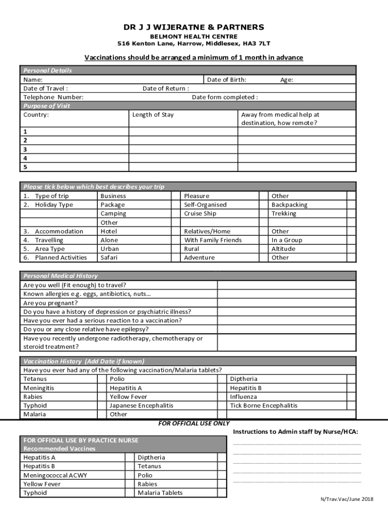 Fillable Online Dr J J Wijeratne Long Elmes Surgery In Harrow