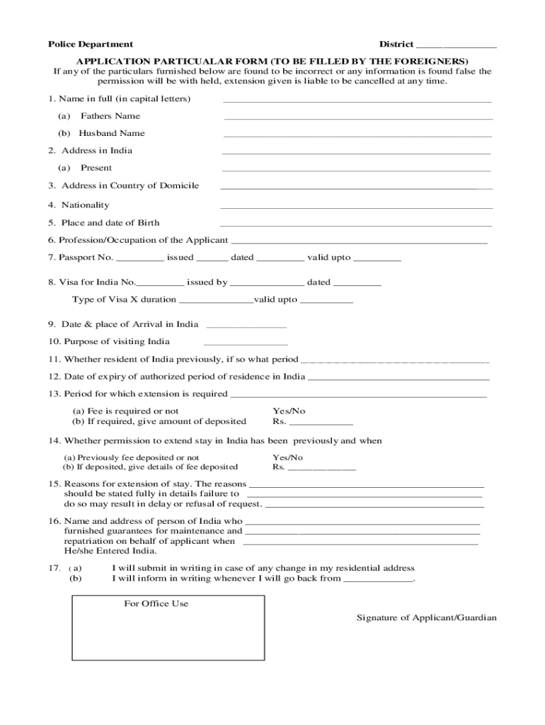 Fillable Online 9 APPLICATION PARTICUALAR FORM TO BE FILLED BY THE ...