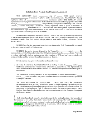 Bulk Petroleum Products Road Transport Agreement - hpcl.co.in