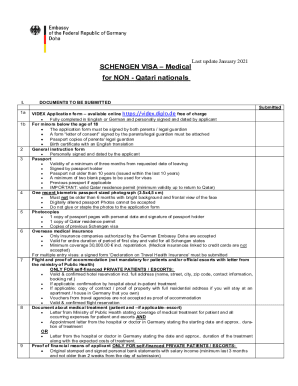 Schengen Visa Medical Application