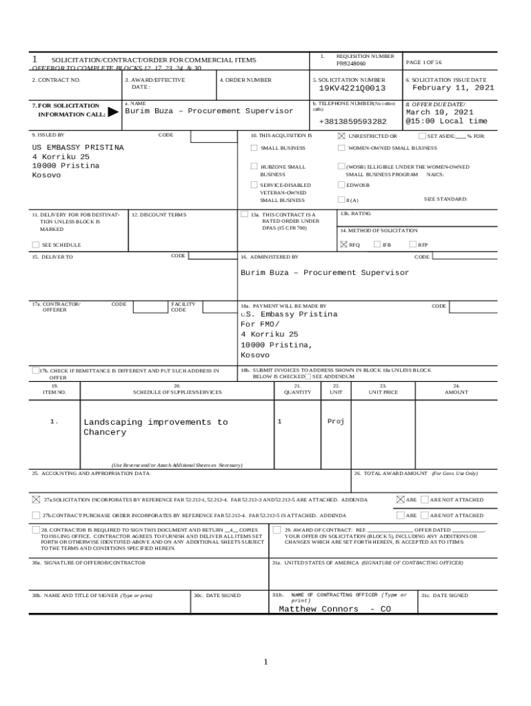 1 SOLICITATION CONTRACT ORDER FOR COMMERCIAL ITEMS Doc Template PdfFiller government-contracting-made-easy-simplified-acquisitions-micro