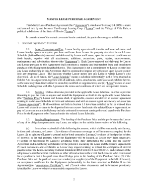 Fillable Online Master Lease Agreement between Banc of America Leasing ...