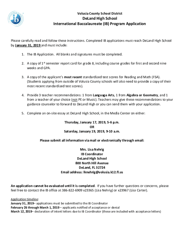 Fillable Online IB Application DELAND HIGH SCHOOL AN IB WORLD Fax fillable-online-ib-application-deland-high-school-an-ib-world-fax