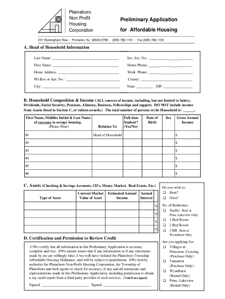 Fillable Online Planning and zoning forms and applications Plainsboro