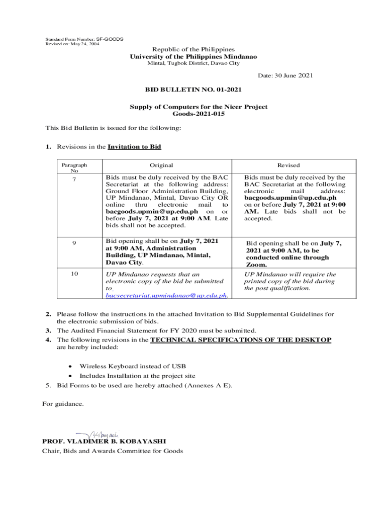 Fillable Online Standard Form Number SFGOOD60 UP Mindanao Fax Email Print pdfFiller