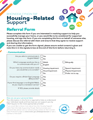 Rhondda Cynon Taf Housing Support Referral Form