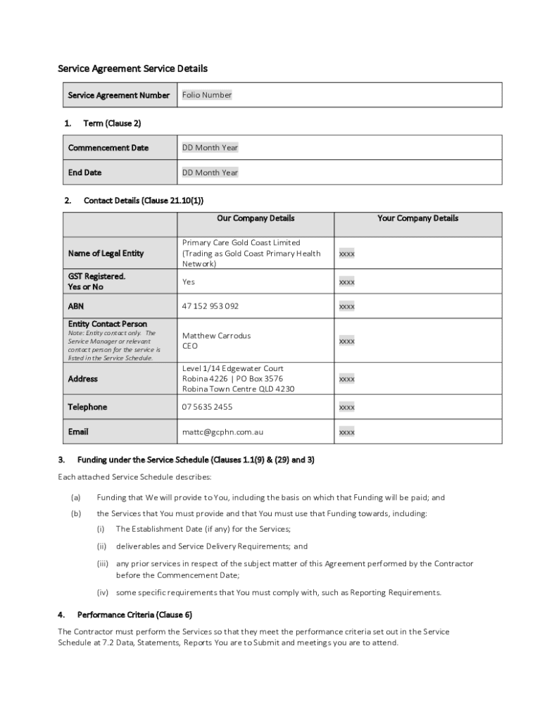 Fillable Online Service Agreement Service Details Fax Email Print