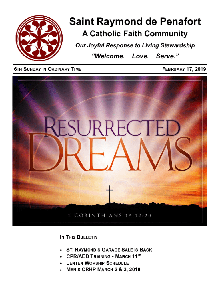 Fillable Online Sixth Sunday In Ordinary Time Saint Raymond of