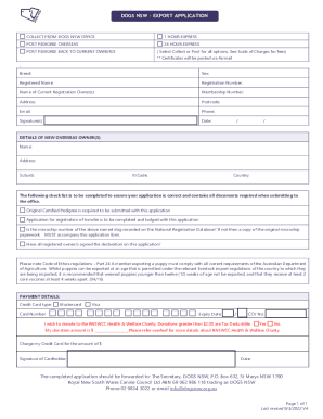 Fillable Online Form 10 Export Pedigree V4 - Dogs NSW Fax Email Print ...
