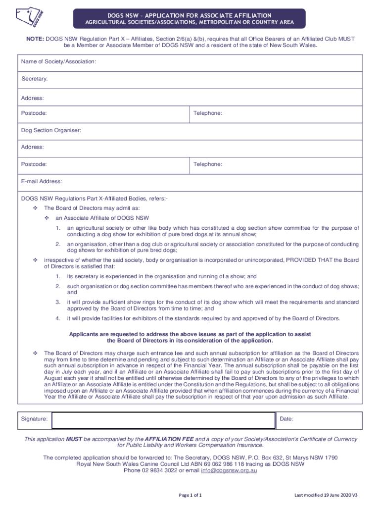 Fillable Online REGULATIONS PART X AFFILIATED BODIES Dogs NSW Fax