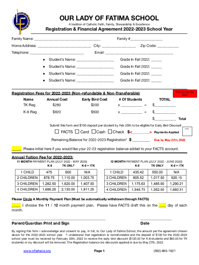 Fillable Online Our History - Our Lady of Fatima Catholic School ...