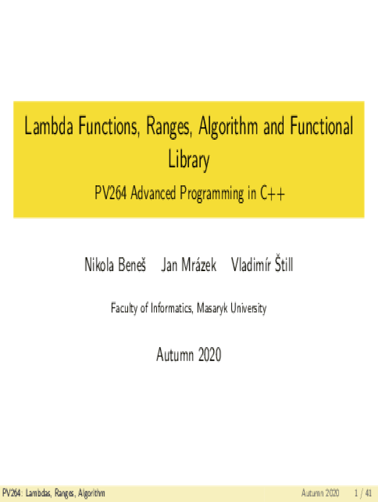 Fillable Online Lambda Functions, Ranges, Algorithm and Functional ...