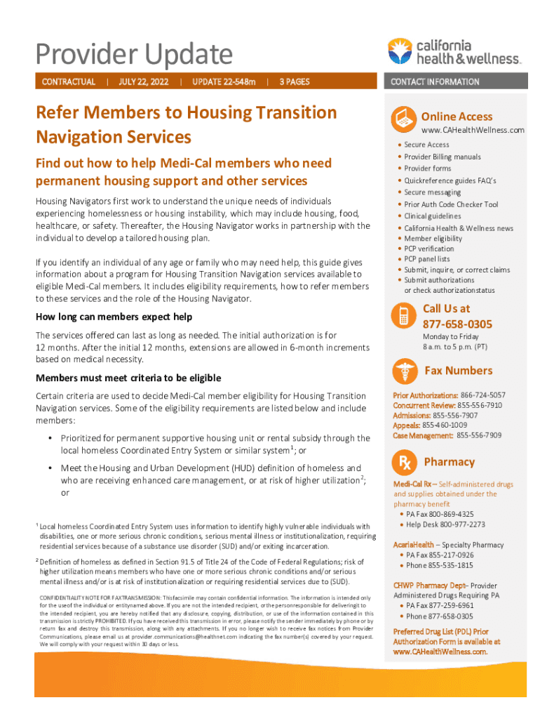 Fillable Online Refer Members to Housing Transition Navigation Services