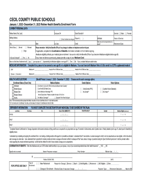 Fillable Online CECIL COUNTY PUBLIC SCHOOLS Fax Email Print - pdfFiller
