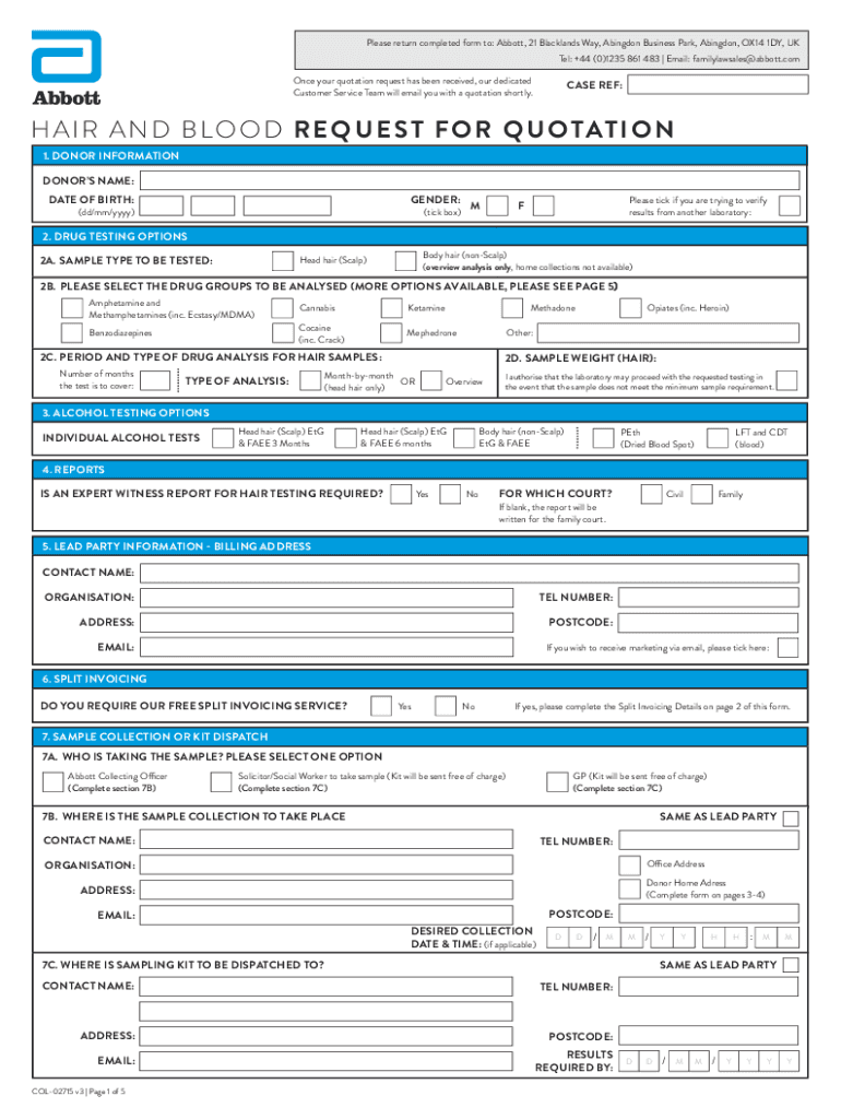 Fillable Online DNA TESTING REQUEST FOR QUOTATION Fax Email Print ...