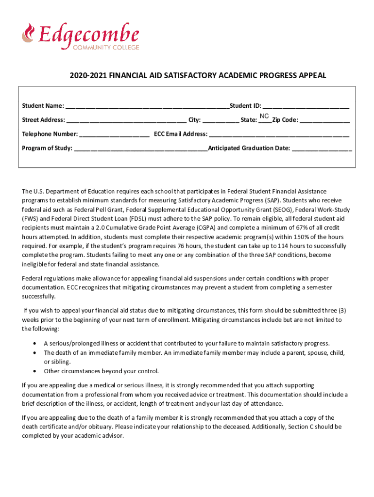 Fillable Online FinancialAidappealforminformation Livingstone