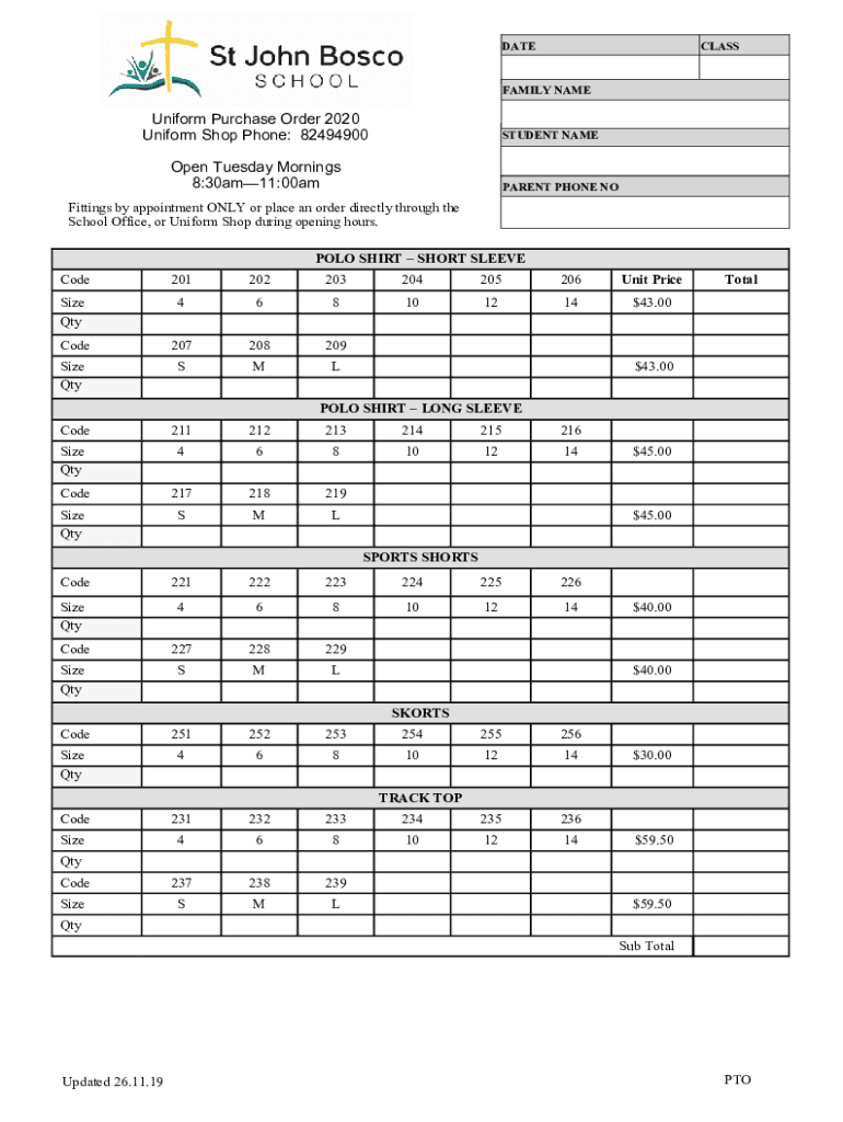 Fillable Online Mansfield State High School's online Uniform Shop Fax