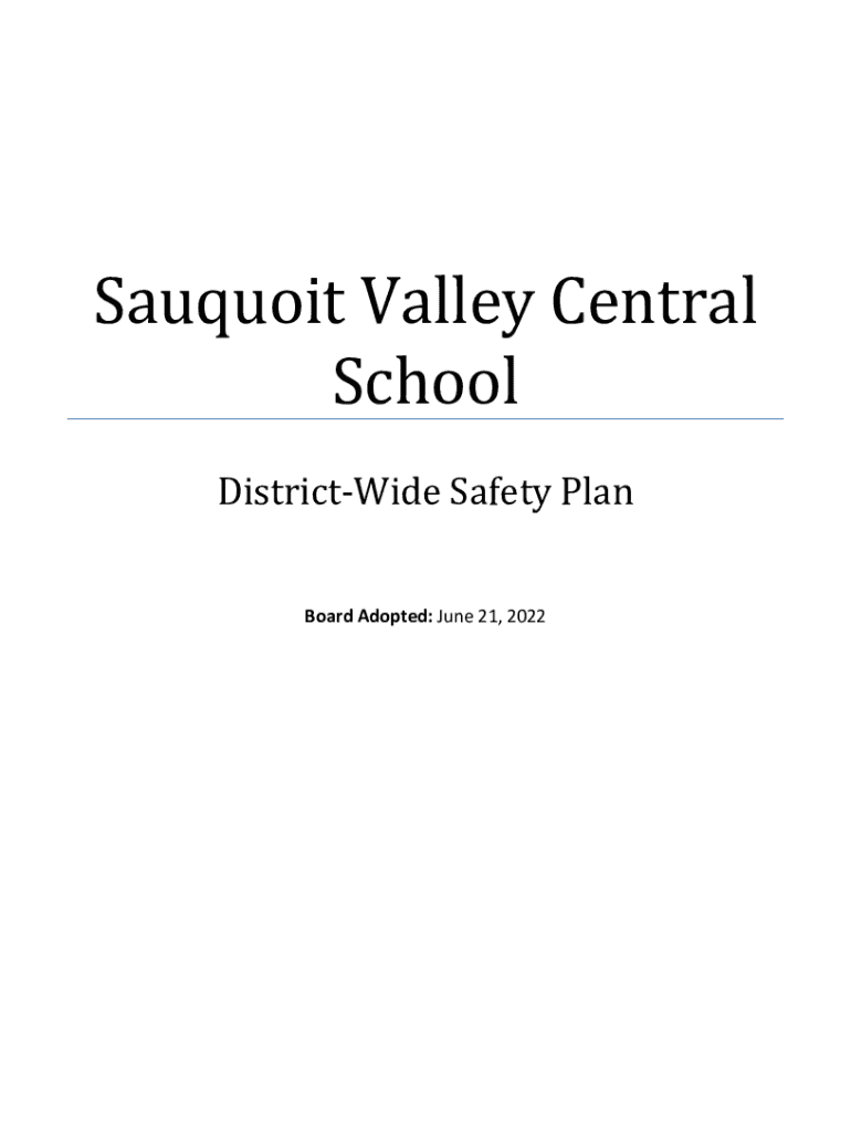 Fillable Online Sauquoit Valley Central School. DistrictWide Safety