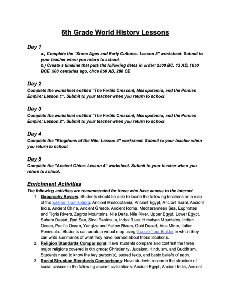 Fillable Online Stone Age Activities for Middle School Lesson Plan