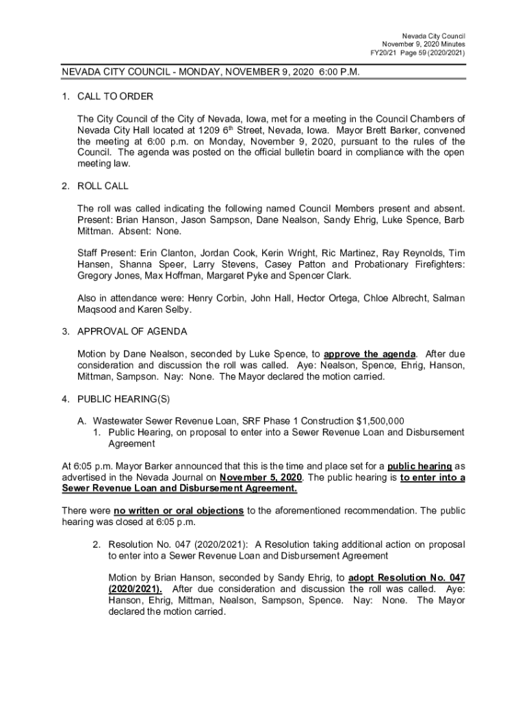 Fillable Online 630 PM Senum, Mayor Duane Strawser, Council