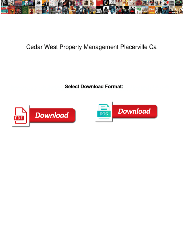 Fillable Online Cedar West Property Management Placerville Ca. Cedar