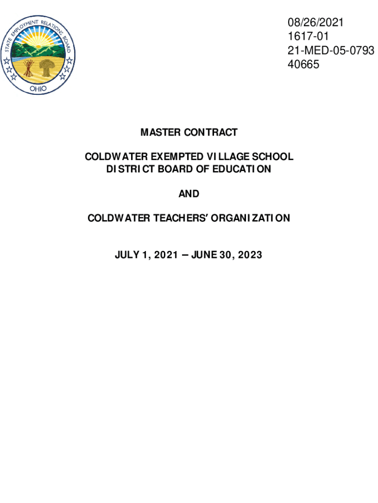 Fillable Online serb ohio Master Agreement Coldwater Community