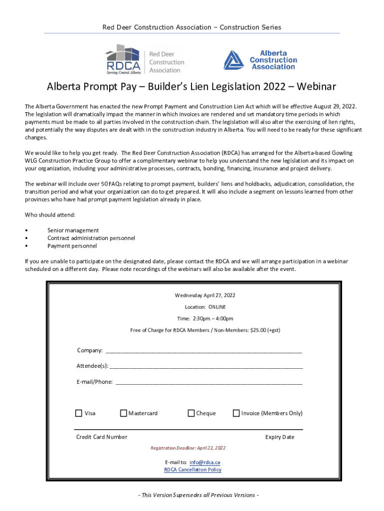 Fillable Online Alberta's new prompt payment and construction lien