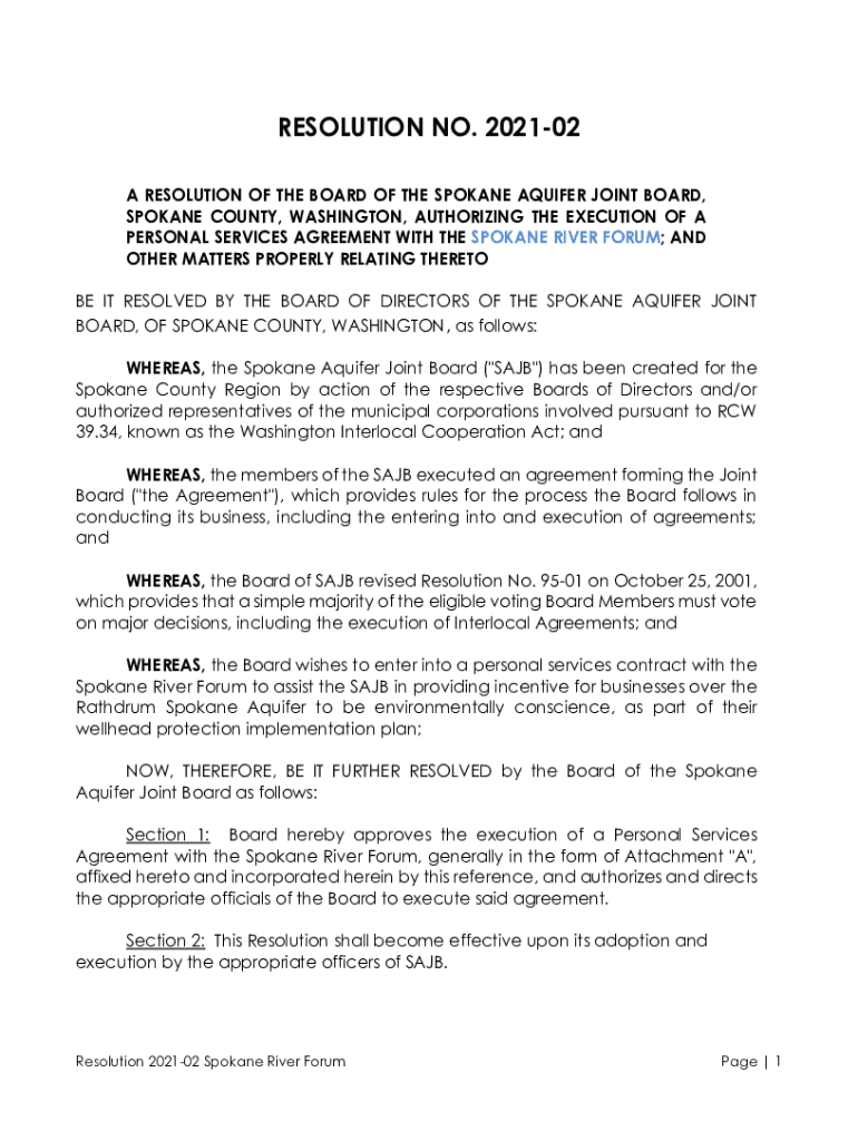 Fillable Online resolution no. 2021-02 - Spokane Aquifer Joint Board ...