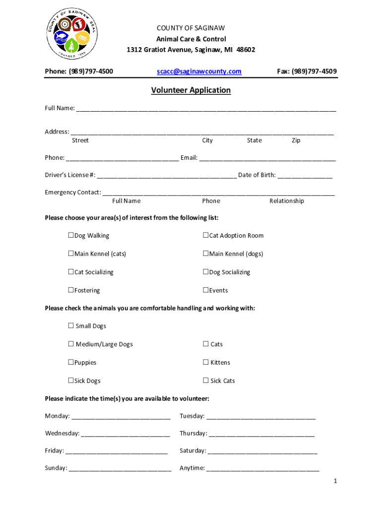 Animal Care and ControlCounty of Saginaw, MI Preview on Page 1