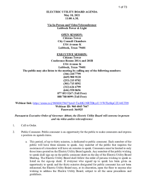 Fillable Online electric utility board agenda - City of Lubbock - Fax ...