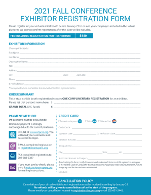 2021 Fall Conference Exhibitor Registration Form
