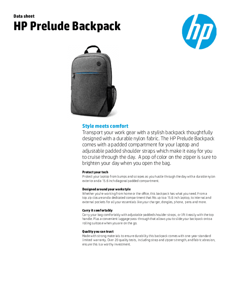 Fillable Online content ekatalog HP Prelude Pro Recycled Backpack