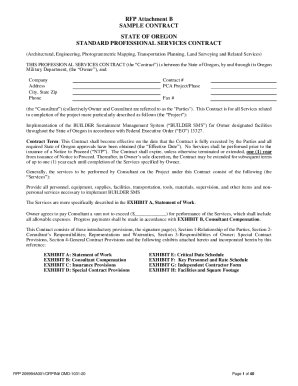 Fillable Online RFP Attachment B SAMPLE CONTRACT STATE OF OREGON