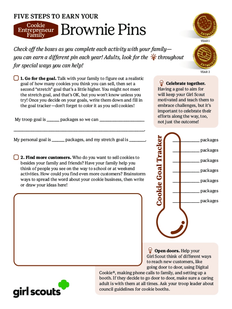 Fillable Online Brownie Cookie Entrepreneur Family Pin Activity Fax Email Print pdfFiller