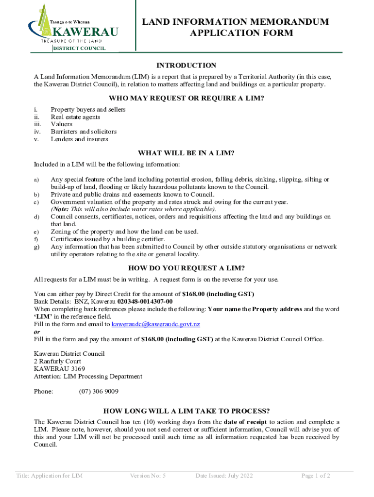 Fillable Online Fillable Online LIM Application 29.09.16SA Kawerau