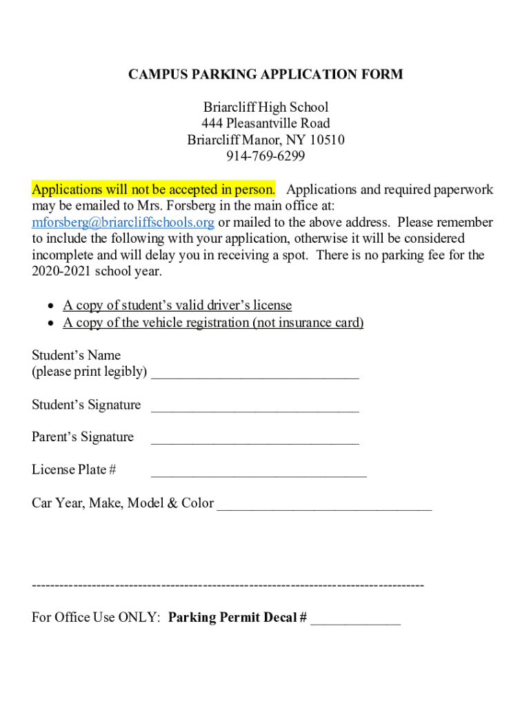 Fillable Online Forms Briarcliff Manor Union Free School