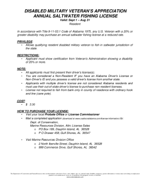 Fillable Online Fishing License For The Disabled - Fill Online ...