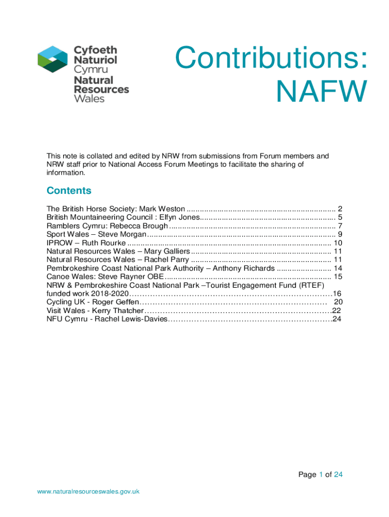 Fillable Online This note is collated by NRW from submissions from NRW