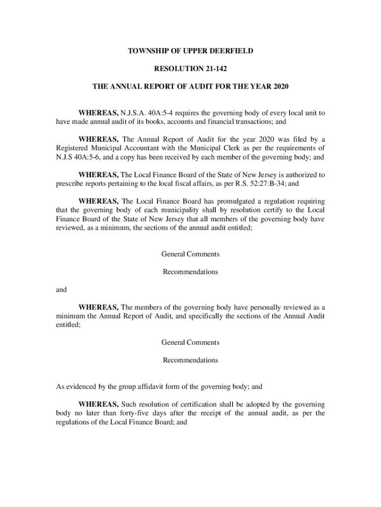 Fillable Online resolution of the township of west deptford adopting a