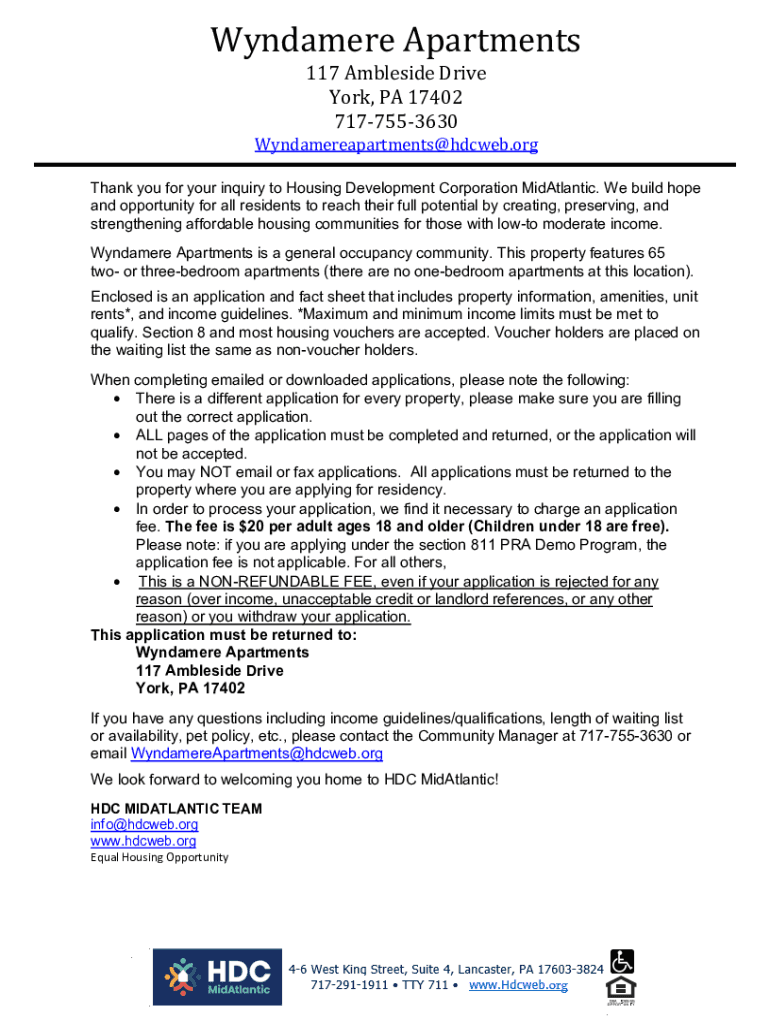 Completable En línea Wyndamere Apartments Waiting List is CLOSED York